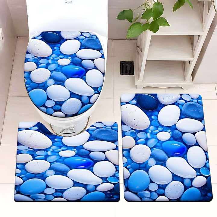 Decorative Rock and Butterfly Bathroom Mat Set Kalsten