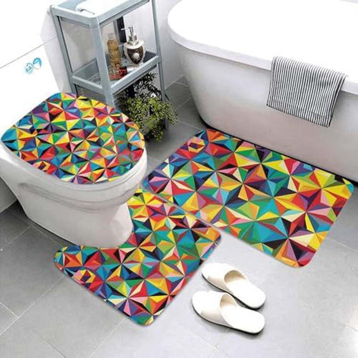 Geometric Pattern Bathroom Mat Set