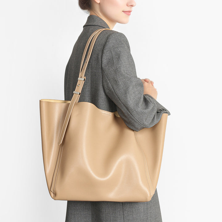 Sculpted Slouch Tote with Adjustable Buckled Shoulder Straps