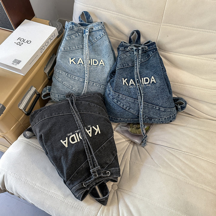 Casual Drawstring Denim Backpack Kalsten