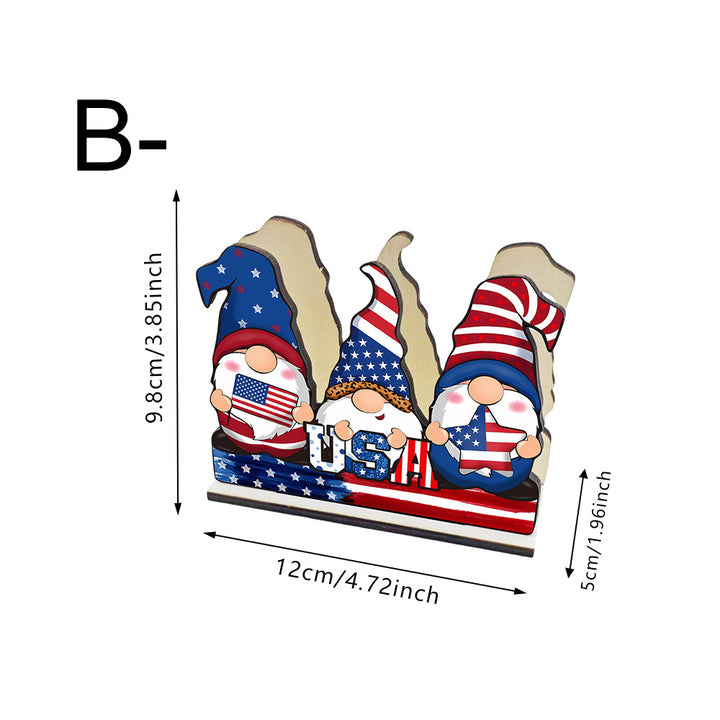 Unisex nan hand-painted deco set wooden gnomes trio with US flag design Kalsten