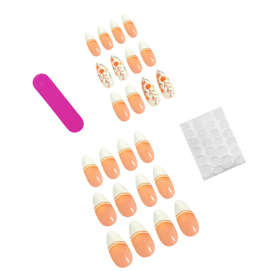Artificial nails with floral patterns and elegant tips Kalsten