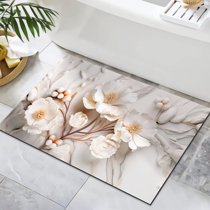Textured Floral Design Bath Mat Kalsten
