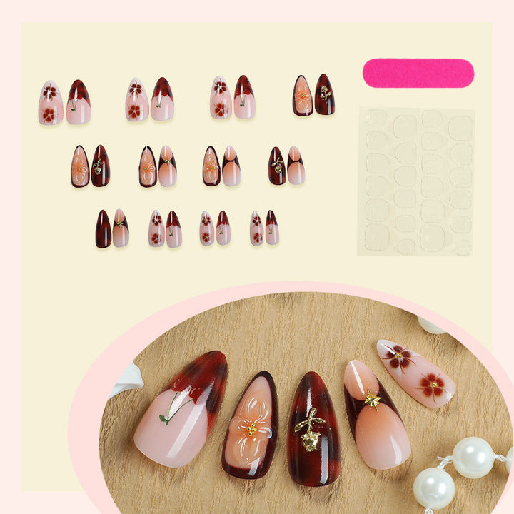 Nail set with floral and glamorous decorations Kalsten