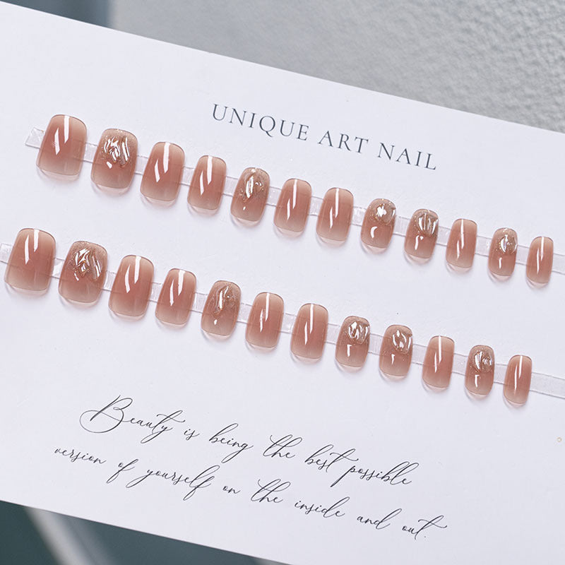 Elegant Press-On Nail Set with Glitter Accents