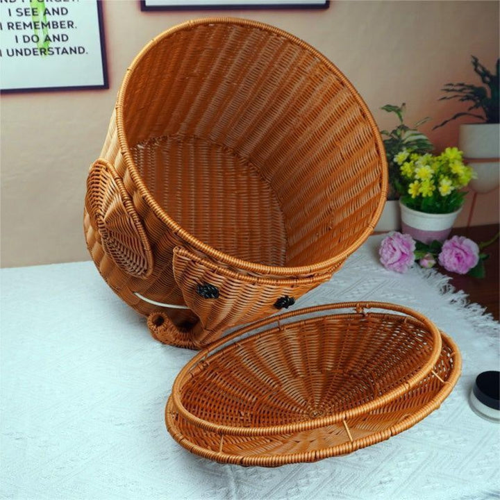 Elephant-Shaped Woven Storage Basket Kalsten