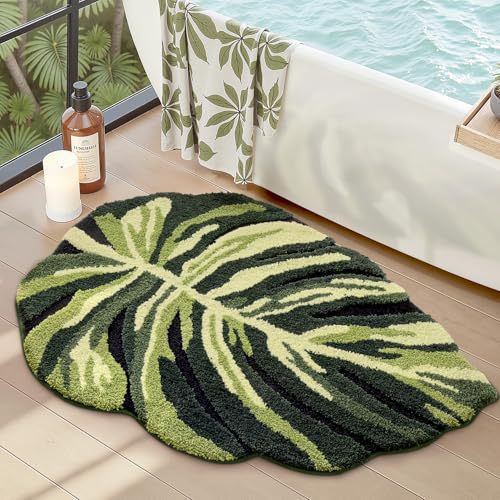 Leaf-Shaped Plush Bath Mat
