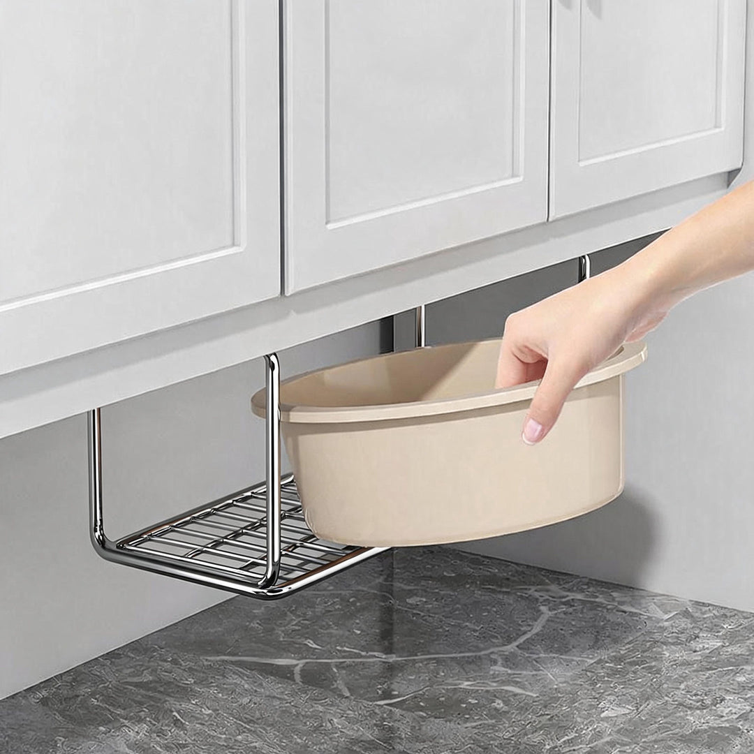 Under-Cabinet Expandable Pull-Out Mesh Storage Rack for Bowls and Supplies