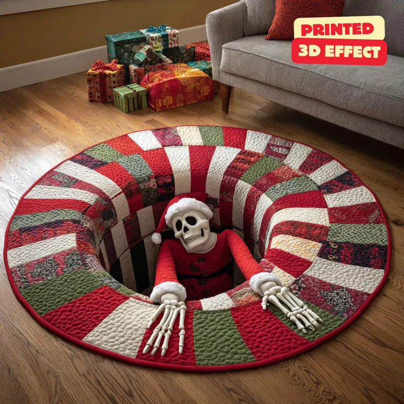Decorative Christmas-Themed Round Area Rug for Home
