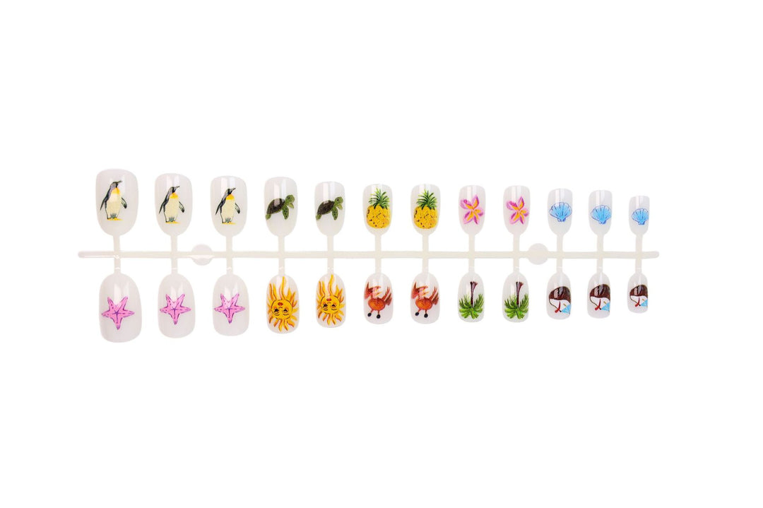 Artificial nail set with creative maritime motifs Kalsten