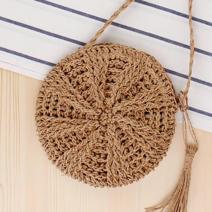 Handbag Made of Hand-Knotted Natural Material with Fringed Detail Kalsten