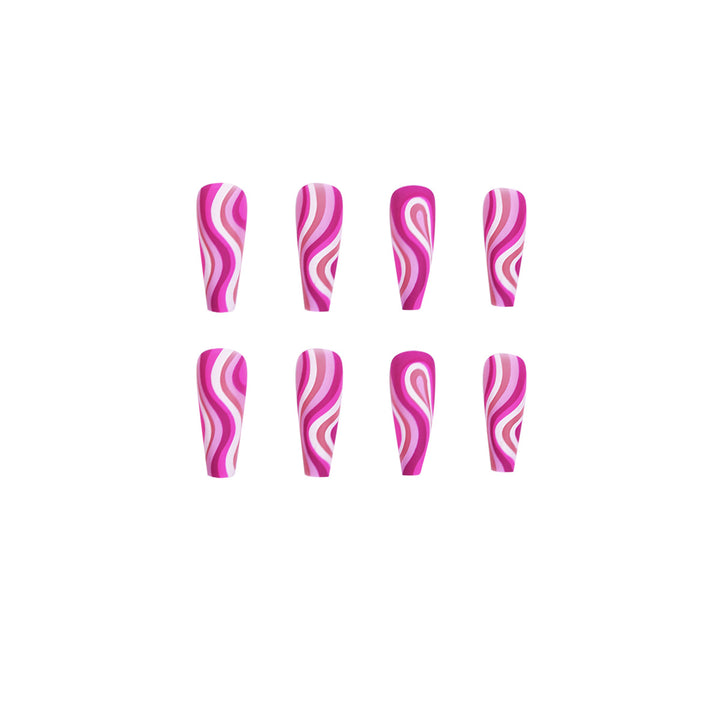 Artistic acrylic nails in ombre design with modern wave patterns Kalsten