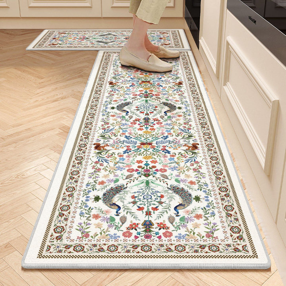 Floral Pattern Kitchen Runner Rug