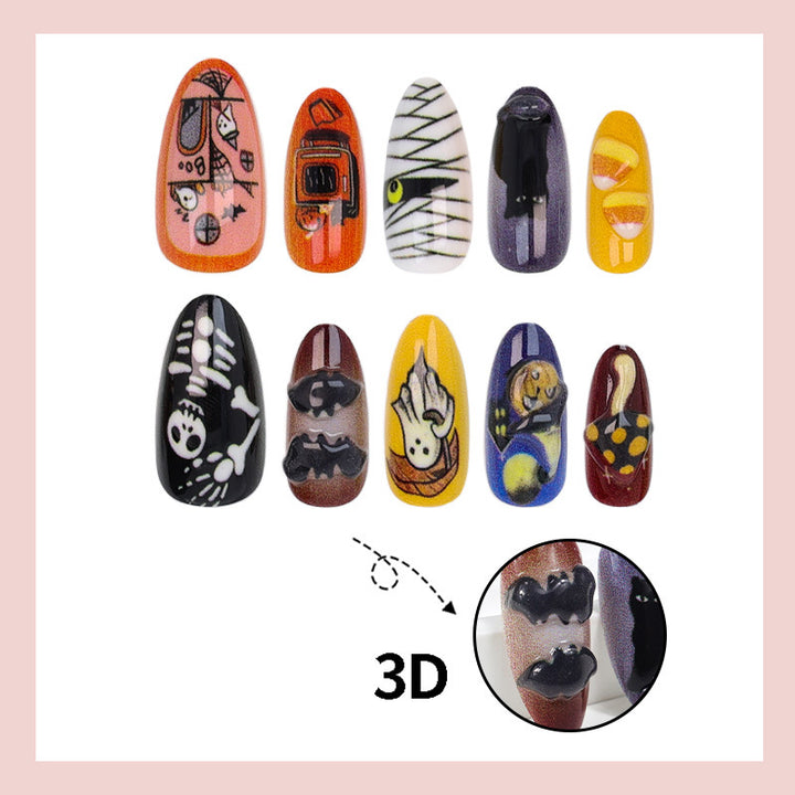 Artificial nail set with spooky Halloween designs Kalsten