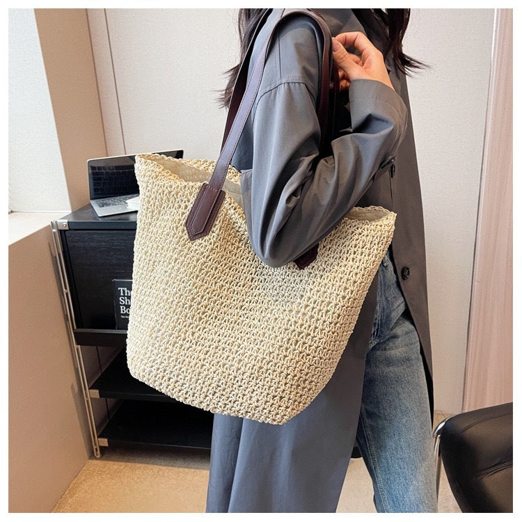 Beach bag with sturdy leather handles Kalsten