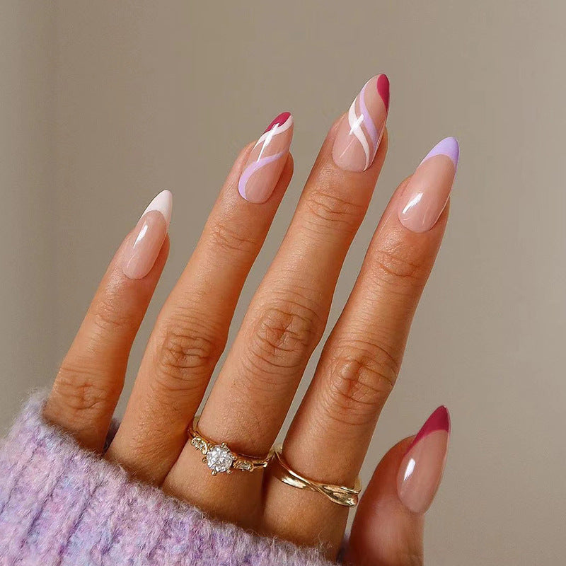 Artistic Nail Art with Unique Gradient and Geometric Accents Kalsten