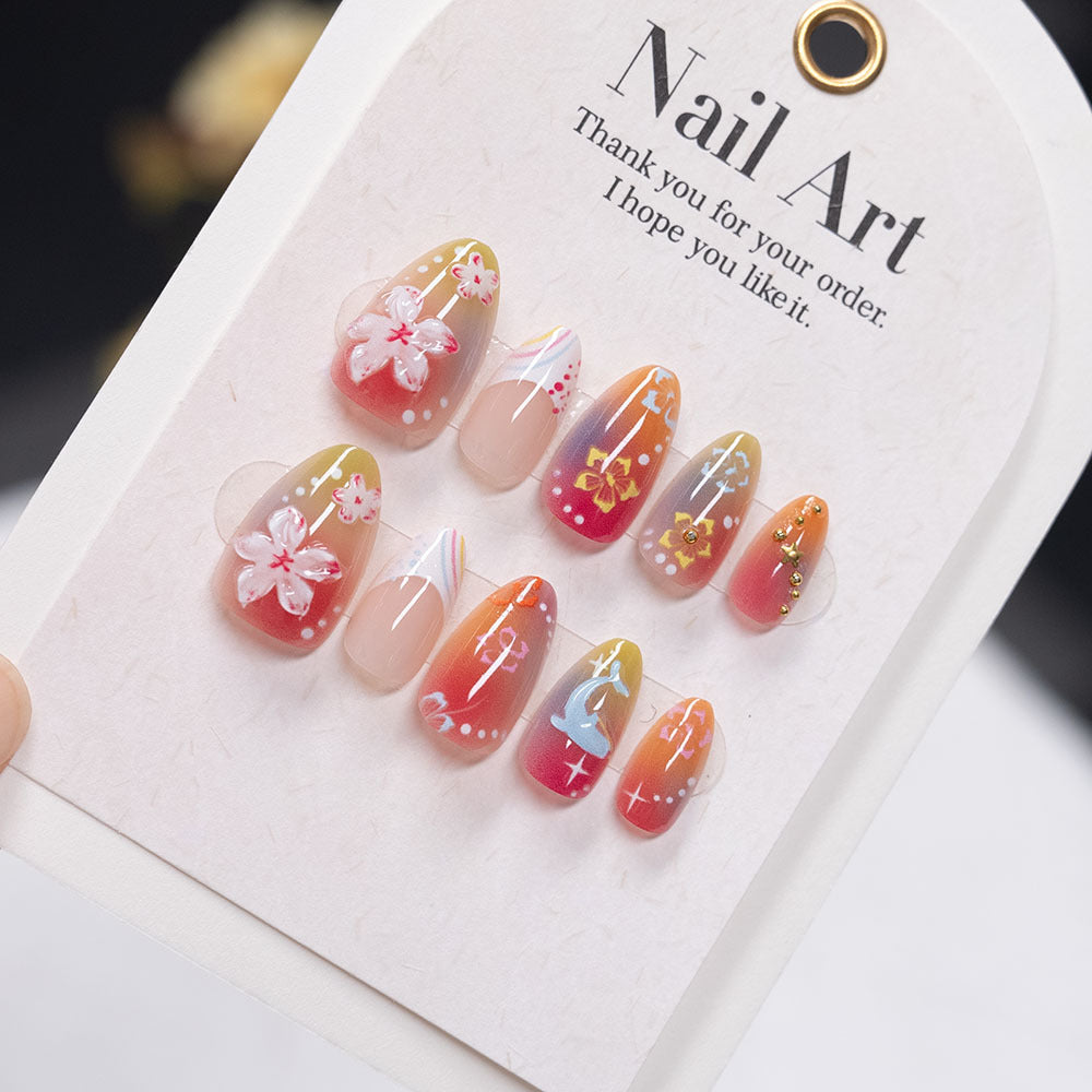 Artistic Floral Nail Art Extensions
