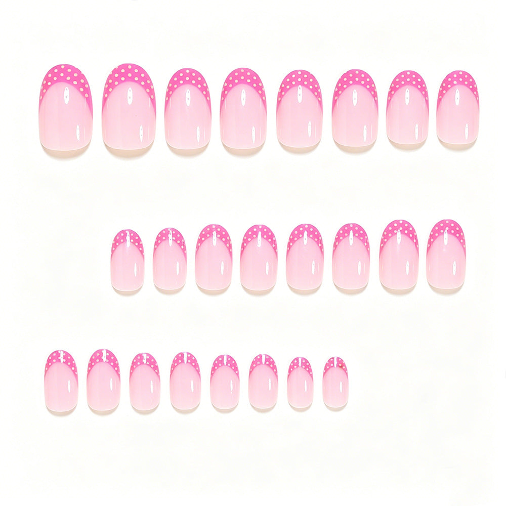 Artistic Polka Dot French Tip Nail Set Kalsten