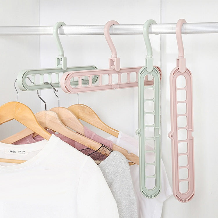 Foldable Multi-Slot Space-Saving Cascading Closet Hanger With Swivel Hook