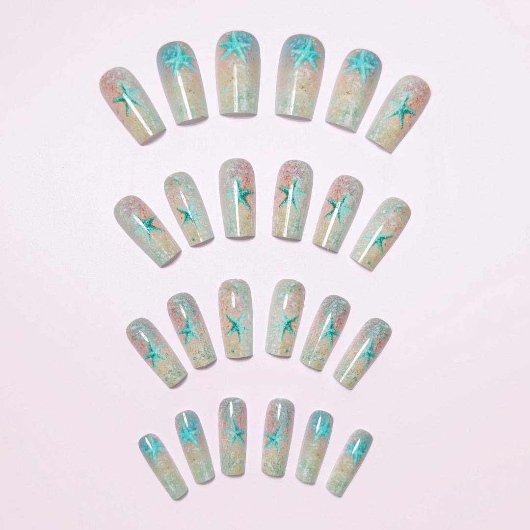 Glittering artificial nails with maritime star motif Kalsten