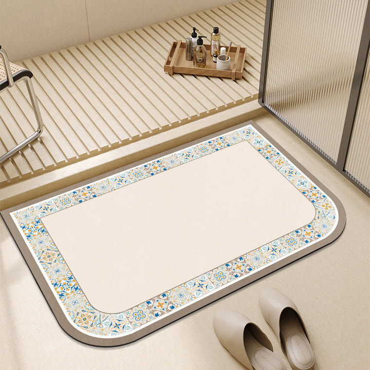 Artistic Floral Design Bath Mat