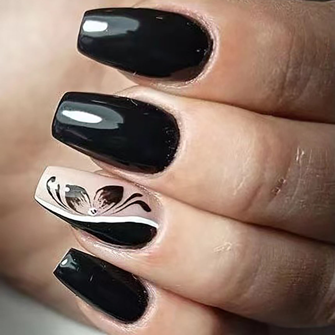 Elegant Floral Nail Art Extensions Kalsten