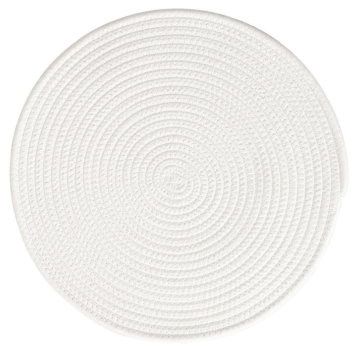 Round woven placemats made of cotton and jute rope with spiral pattern