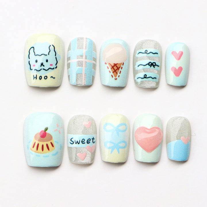 Playful Cartoon-Inspired Press-On Nail Set