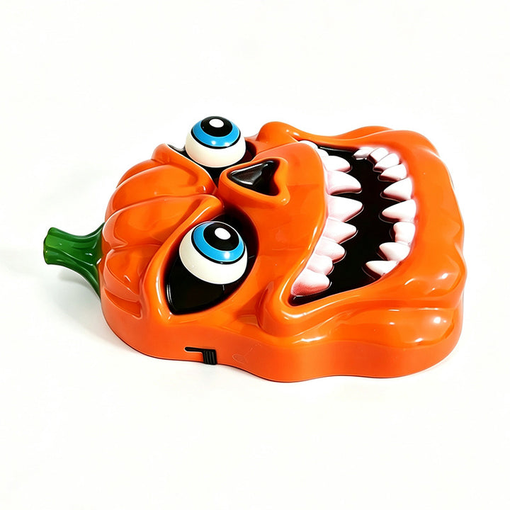Scary Halloween pumpkin decoration figure with candy compartment, LED eyes and distinctive spooky face