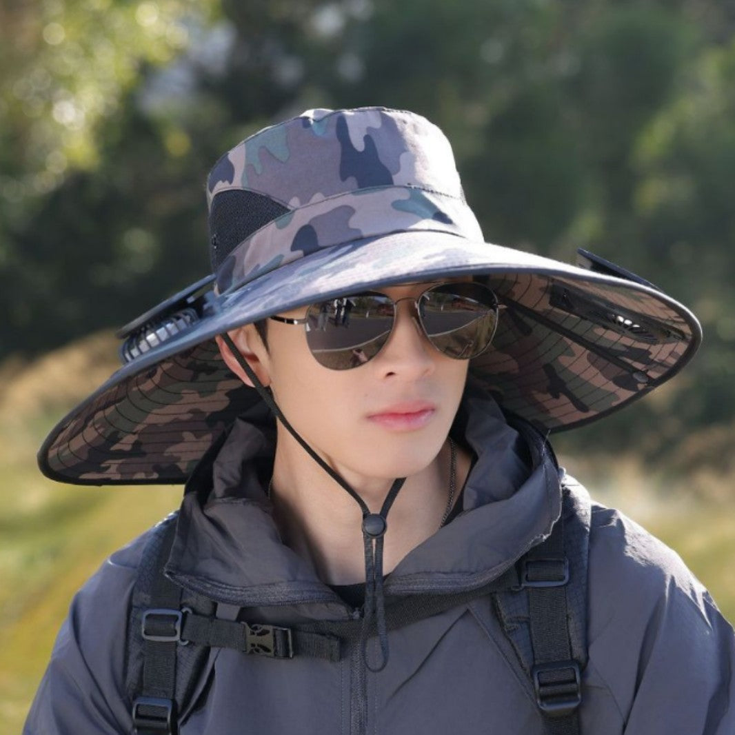 tactical fishing hat with wide brim, mesh ventilation and adjustable chin strap Kalsten