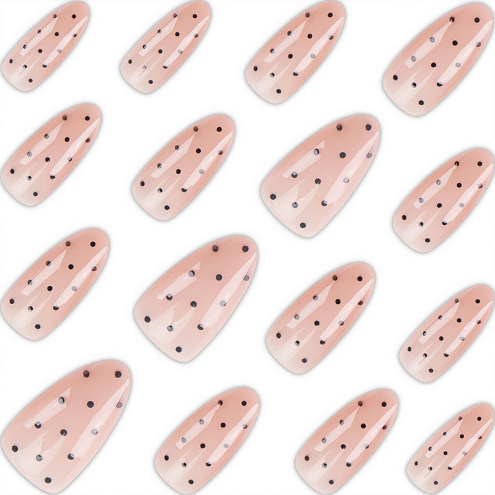 Elegant Press-On Nail Set with Stylish Polka Dot Design Kalsten