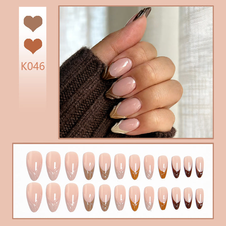 Acrylic nail set with elegant marble pattern and glossy finish Kalsten