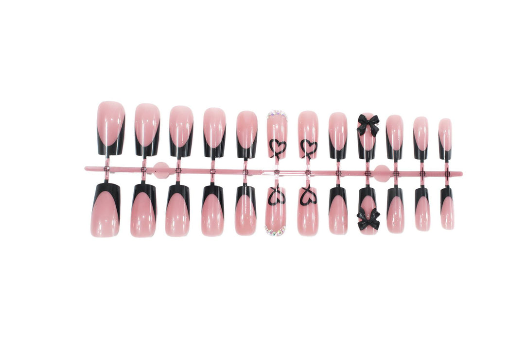 Artificials Nails Set with Elegant Bow and Heart Designs Kalsten