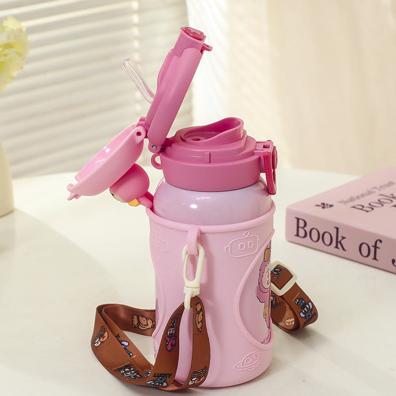 Women Insulated Drinking Bottle with Unique Animal Design and Practical Carry Strap Kalsten