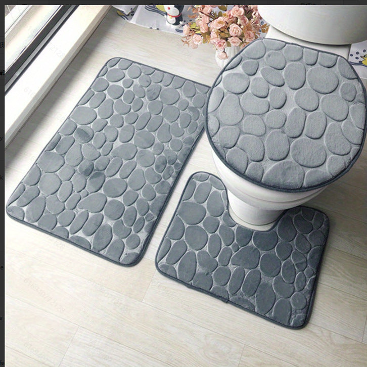 Textured Stone Pattern Bath Mat Set Kalsten
