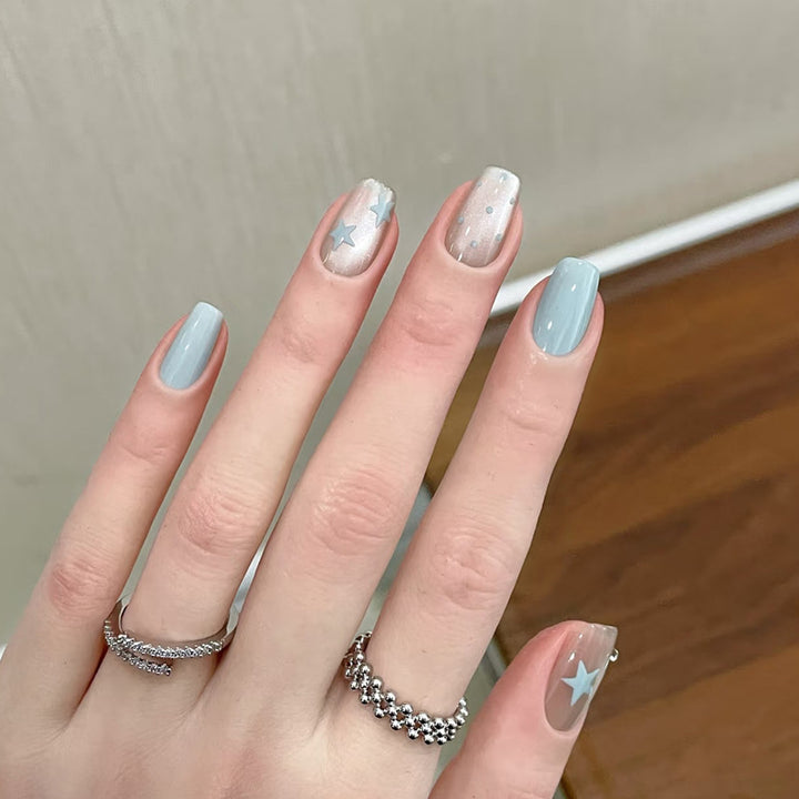 Decorative Press-On Nail Set with Star and Bow Designs Kalsten