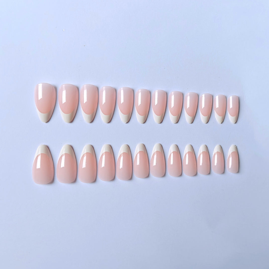 Elegant French Tip Acrylic Nail Art Set  1790958235