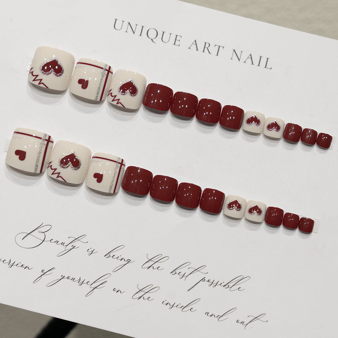 Creative Heart Design Pedicure Nail Art