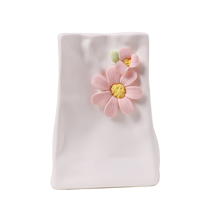 Decorative Floral Relief Ceramic Vase Kalsten