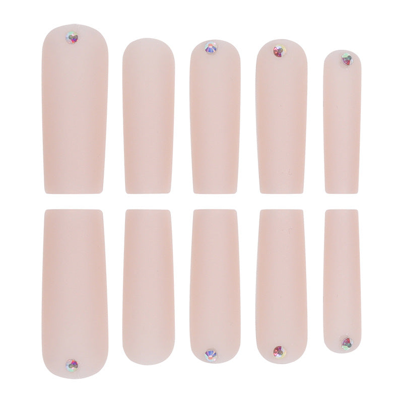 Long Matte Square Press-On Nails with Rhinestone Accents Kalsten
