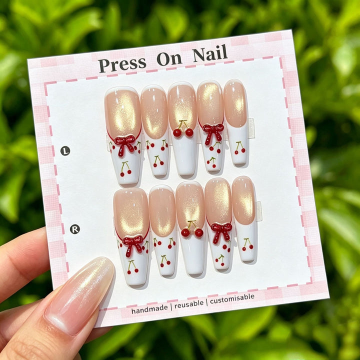 Artistic Press-On Nail Set with Floral and Graphic Designs