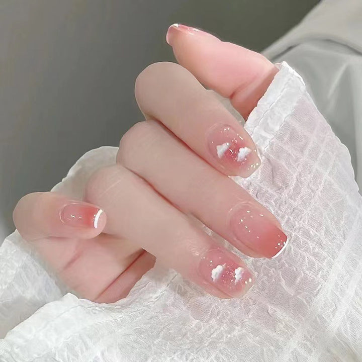 Artistic Press-On Nail Set with Cloud Design Kalsten