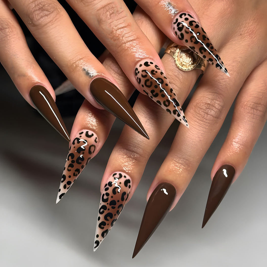 Artistic Leopard Print Stiletto Press-On Nails Kalsten