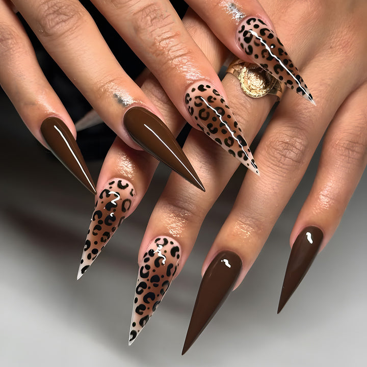 Artistic Leopard Print Stiletto Press-On Nails Kalsten