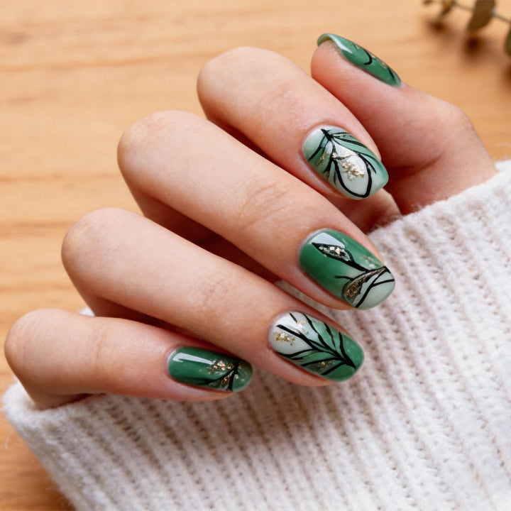 Art nail set with elegant plant motifs Kalsten