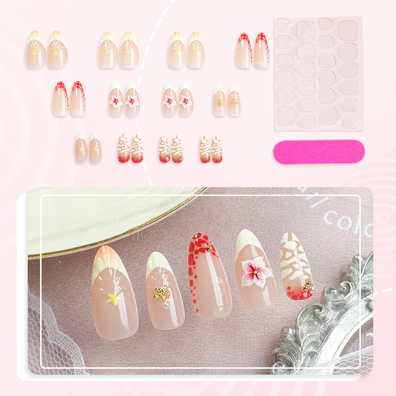 Artistic Floral-Embossed Press-On Nails