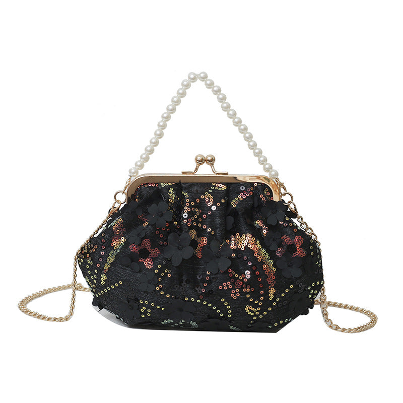 Elegant Floral Sequin Evening Clutch