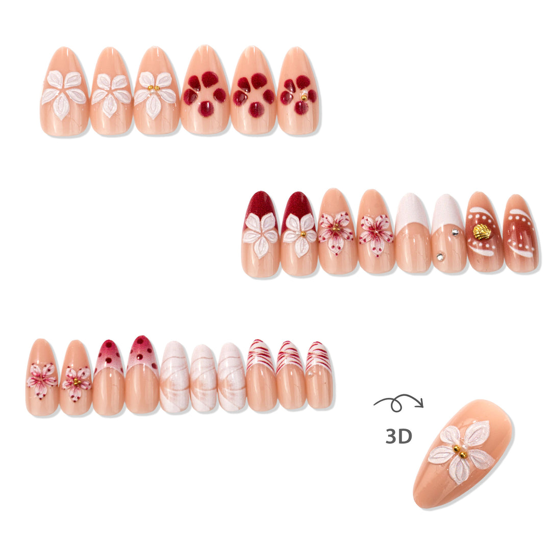 Artistic Floral-Decorated Press-On Nails
