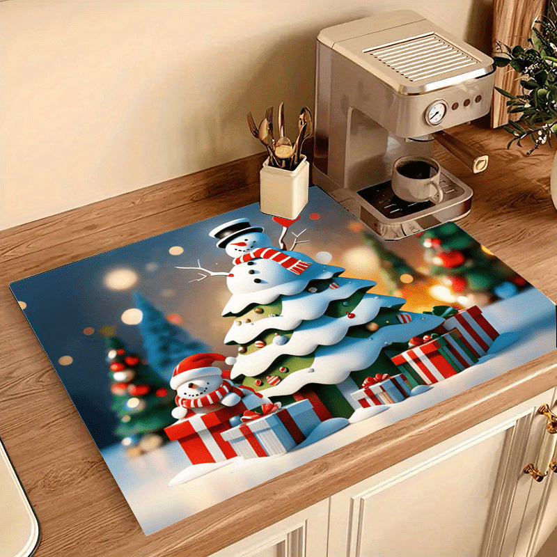 Festive Christmas-Themed Kitchen Mat