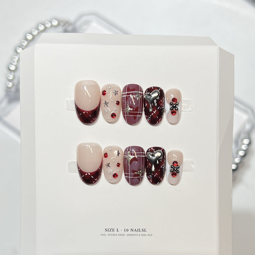 Artistic Press-On Nail Set with Charming Designs Kalsten